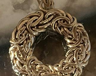 Byzantine reversible 14K white/yellow harmony circle pendant