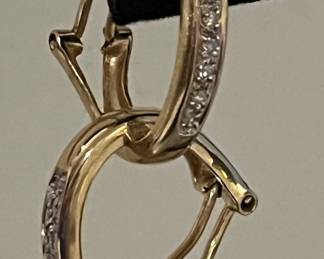 Large 14k diamond omega back earrings 