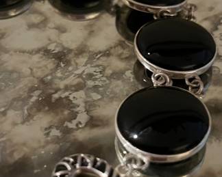 Large sterling onyx bracelet 