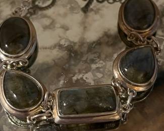 Massive labradorite sterling bracelet 