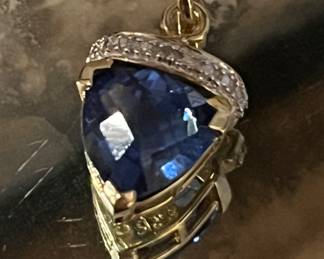 Lovely blue iolite and diamond pendant