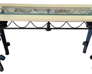 Glass Metal Sofa table