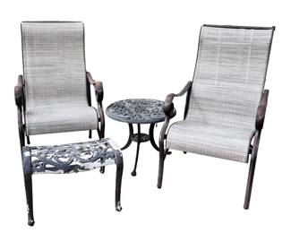 Heavy Metal Patio Chairs, Table Footstool