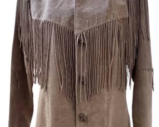 Skully Suede Leather Fringe Jacket Sz L