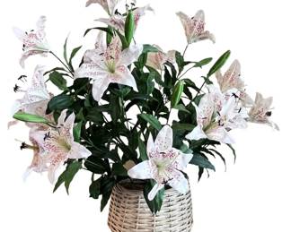Artificial Lily in Wicker Basket