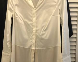 BRUNELLO CUCINELLI WHITE DRESS SHIRT WITH SILK BOTTOM