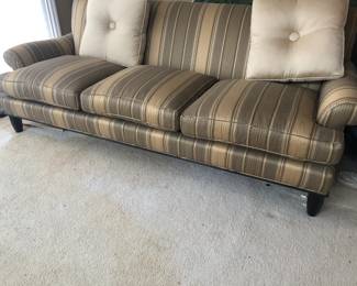 TAUPE & BLACK STRIPED SOFA BY BAKER FURNITURE