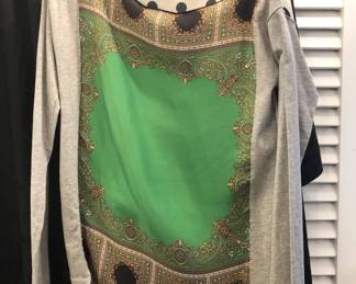 DOLCE & GABBANA MIXED MEDIA TOP WITH GREY COTTON SLEEVES