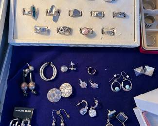 Sterling earrings and rings