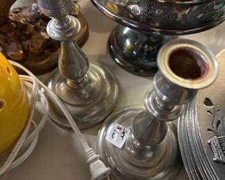 pewter  candle holders