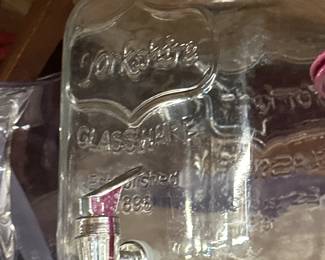 glass jar with spout for serving punch etc