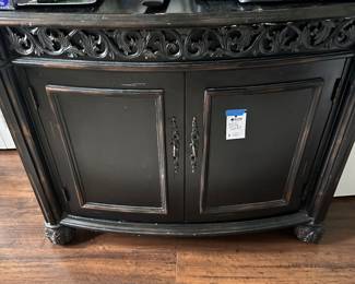 Modern black antiqued storage cabinet