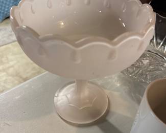 vintage Indian glass Pink frosted