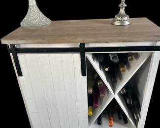 Farm house style with sliding barn door wine cabinet 