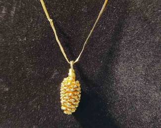 Gold Chain Pinecone Drop