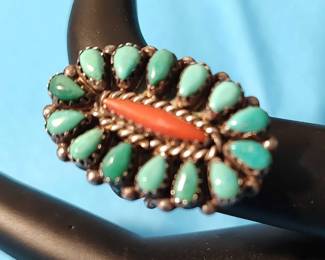 Possibly Turquoise Coral Sterling Ring