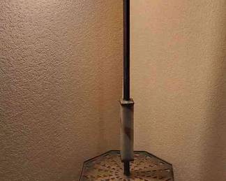 Antique Brass Bridge Armed Floor Lamp With UG Slag