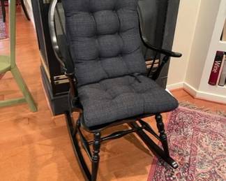 $160 USD     MAKE OFFER Black Windsor Rocking Chair TM193-11     This popular and comfortable styled chair featured an scalloped seat, with arms made up of a single, steam-bent piece of wood, and legs with a simple taper in the foot. The rocking chair features cheese grater style rockers.

Dimensions: 22 x 32 x 41"H

Condition:  Very good condition

Local pick up Sterling, VA.  Contact us for shipper suggestions.     https://goodbyhello.com/products/black-rocking-chair-tm193-11?_pos=1&_sid=07fb111e5&_ss=r