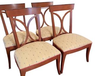 $510 USD     MAKE OFFER 4 Biedermeier Style Upholstered Dining Side Chairs TM193-5     This beautiful set of 4 original Biedermeier style chairs do not only have a gorgeous wood, the chairs are also very comfortable. The backs have an elegant double curved design.  The upholstery and fabric are in very good condition. Luxury Furniture in Traditional Style with Hand Carved Details

Dimensions: 23 x 22 x 37"H

Condition:  Very good condition

Local pick up Sterling, VA.  Contact us for shipper suggestions.      https://goodbyhello.com/products/4-dining-chairs-tm192-5?_pos=7&_sid=07fb111e5&_ss=r