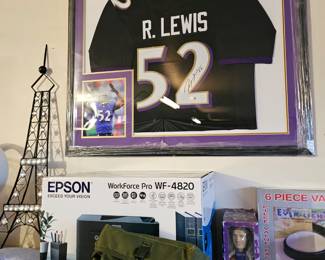 Framed Ray Lewis signed jersey