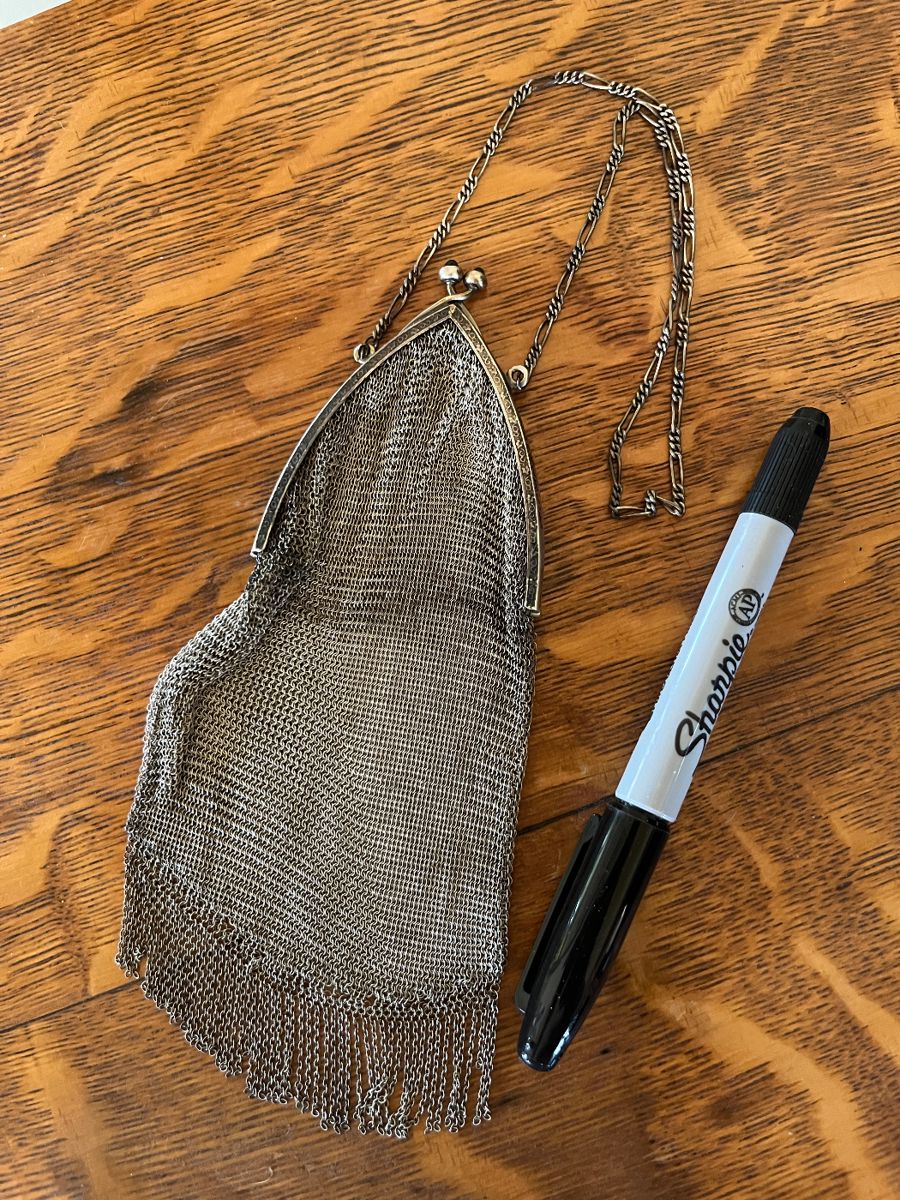 Sterling silver mesh purse...