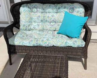 Wicker Bench and Table