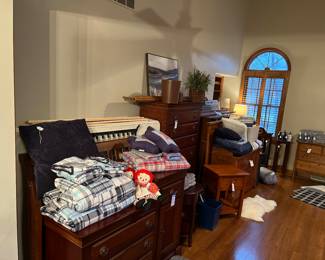 Bedroom furniture, rugs and towels, pottery barn kids bedding