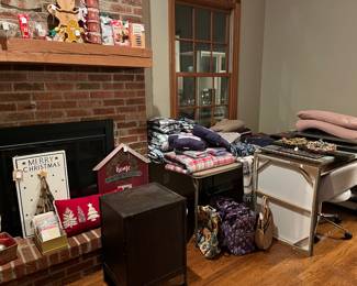 Vera Bradley, loungefly, throw blankets and pillows, desk and chair, artwork