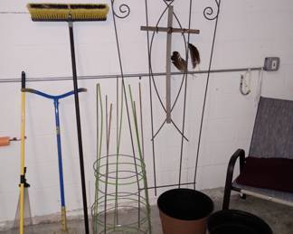 Garden trellis metal
Plant hoops
Large plastic pots, push broom