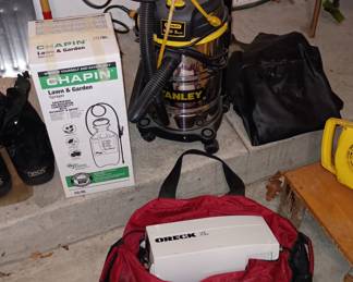 Stanley and Oreck vacuums
Hand pump sprayer