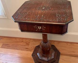 Inlaid Mother-of-Pearl Sewing Stand
20”w x 18”d x 31”tall