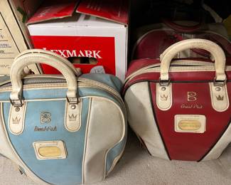 BOWLING BALLS, NOT PICTURED HERE BUT ALSO BOWLING SHOES, BOWLING TROPHIES