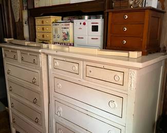VINTAGE TOY KITCHENS, CHESTS