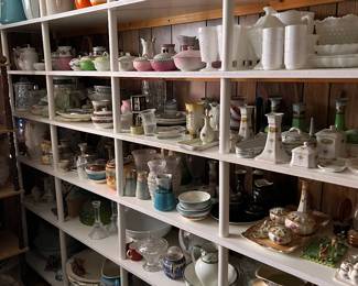 BOWLS AND PITCHERS, MILK GLASS