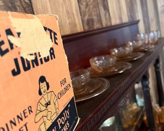 JEANETTE JUNIOR "PRETTY POLLY" PARTY DISHES WITH BOX