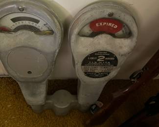 DOUBLE VINTAGE PARKING METER