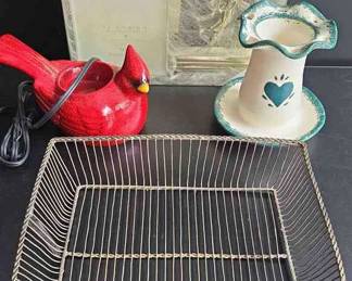 Assorted Home DecorBasket, Frame, Candle Holders