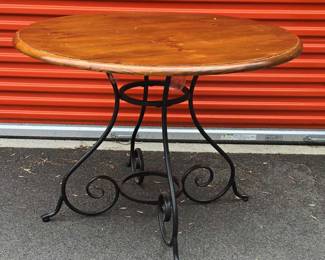 Solid Wood And Metal Breakfast Table