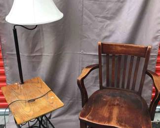 Wooden Chair Lamp Desk