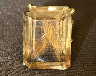 006 18K Gold Ring with HUGE Smoky Quartz