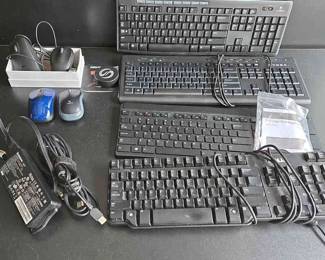 4 Keyboards, 4 Computer Mice, And Lenova Computer Power Cable