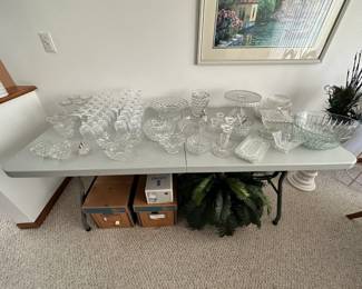 Fostoria crystal, and other crystal. Lladro figurines.