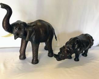 Leather covered Elephant and Rhino