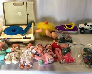 Childrens toys and Fisher Price record player