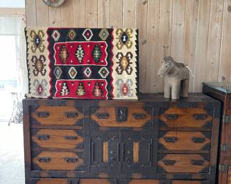 Gorgeous fabulous Korean Cabinet - or chinese - has bracing straps in metal - gorgeous rustic - would look fabulous in any home - modern or transitional.  One of my customers said that her interior designer said - you MUST have something asian in every room...