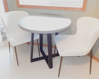UPHOLSTERED CHAIRS AND ROUND TABBLE