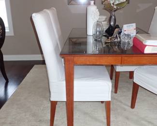 DINING TABLE AND 4 PARSONS CHAIRS - LARGE AREA RUG