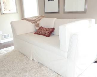 LOVELY WHITE SOFA WITH CUSHIONS - SLIP COVER STYLE