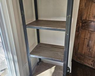 Wood and metal storage shelf