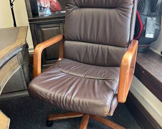 leather desk chair 46h at back and 29h at arms
